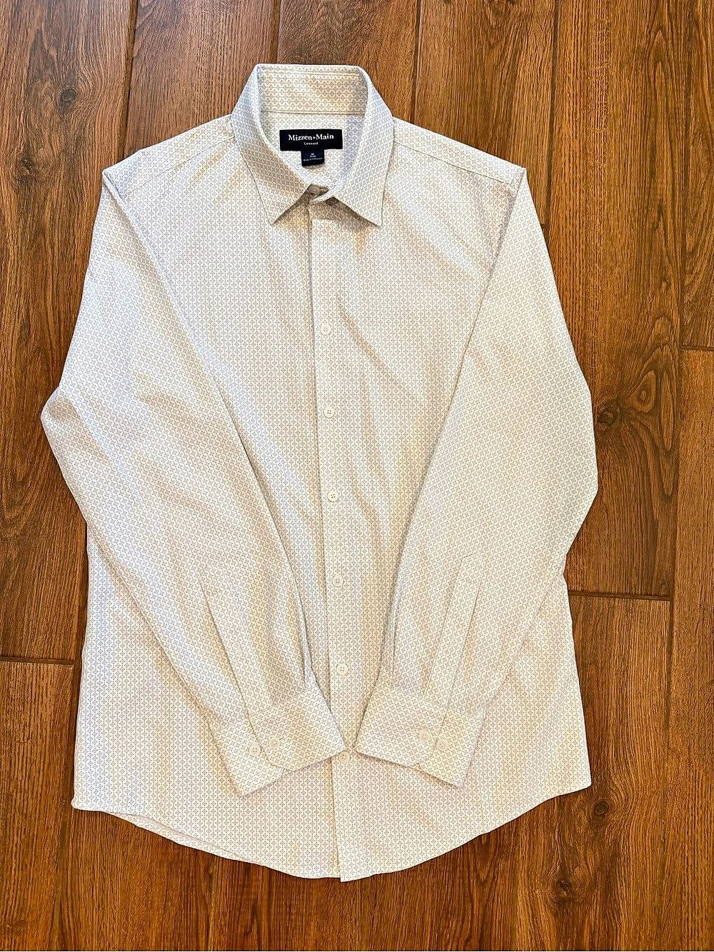 Mizzen+Main Leeward Geometric Button Down White & Gray Medium Like New